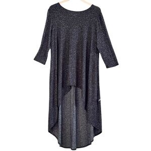 🌈 6/$60 Cha Cha Vente High Low Dress 3/4 Sleeve Stretchy Black White Extra Large